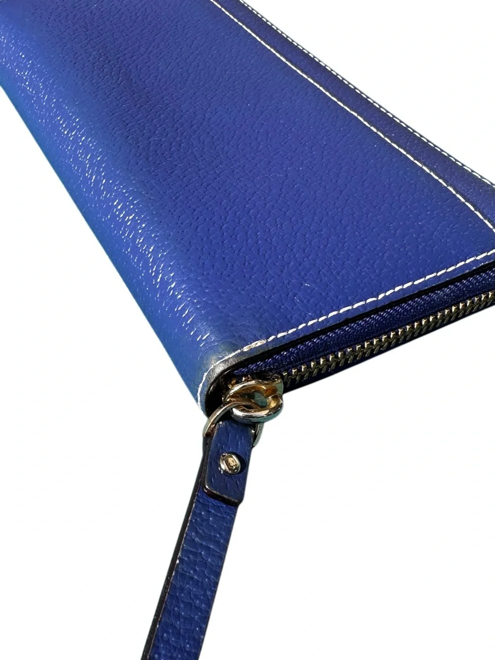 KATE SPADE Pebbled Leather Zip Around Wallet Blue Still Good For Some More Fun